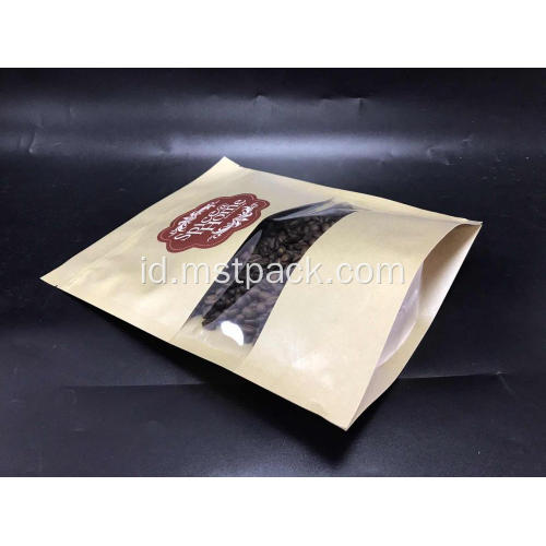 Kraft Paper Doypack dengan Jendela Stripe